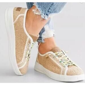 Hey Dude Karina Nut Shoes Women’s 6 Boho Woven Casual Lace Slip-On Sneakers
